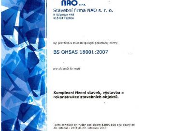 Certifikát BS OHSAS 18001:2007